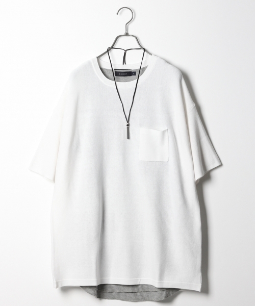 RAGEBLUE（レイジブルー）の「＜洗濯可能＞アクリル/コットンドロップニットクルー/760291（ニット/セーター・メンズ・ホワイト/イエロー/ネイビー/パープル/ブルー系その他・MEDIUM/SMALL/LARGE）」の2枚目の写真