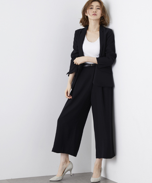 STUDIOUS（ステュディオス）の「ダブルクロススレンダーカラージャケット（テーラードジャケット・レディース・ブラック/ネイビー/グレイッシュベージュ・0/1）」の4枚目の写真