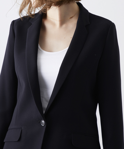 STUDIOUS（ステュディオス）の「ダブルクロススレンダーカラージャケット（テーラードジャケット・レディース・ブラック/ネイビー/グレイッシュベージュ・0/1）」の9枚目の写真