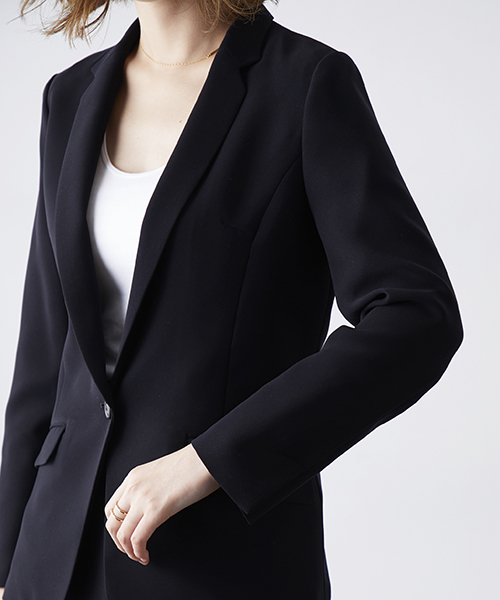 STUDIOUS（ステュディオス）の「ダブルクロススレンダーカラージャケット（テーラードジャケット・レディース・ブラック/ネイビー/グレイッシュベージュ・0/1）」の10枚目の写真