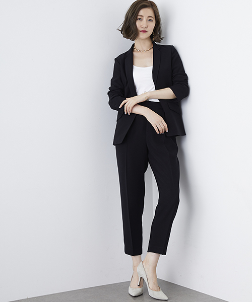 STUDIOUS（ステュディオス）の「ダブルクロススレンダーカラージャケット（テーラードジャケット・レディース・ブラック/ネイビー/グレイッシュベージュ・0/1）」の14枚目の写真