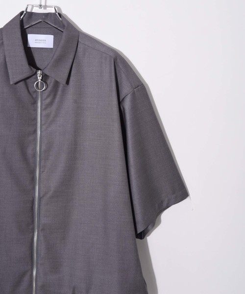 STUDIOUS（ステュディオス）の「【STUDIOUS】ハイツイストクリアTRフルジップハーフスリーブシャツ（シャツ/ブラウス・メンズ・グレー/ネイビー/ブラック/ベージュ・1/2/3）」の14枚目の写真