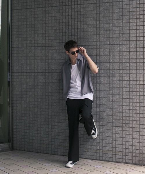 STUDIOUS（ステュディオス）の「【STUDIOUS】ハイツイストクリアTRフルジップハーフスリーブシャツ（シャツ/ブラウス・メンズ・グレー/ネイビー/ブラック/ベージュ・1/2/3）」の6枚目の写真