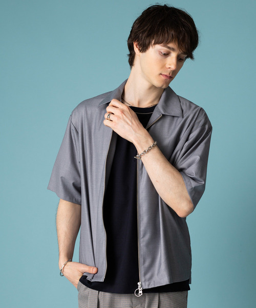 STUDIOUS（ステュディオス）の「【STUDIOUS】ハイツイストクリアTRフルジップハーフスリーブシャツ（シャツ/ブラウス・メンズ・グレー/ネイビー/ブラック/ベージュ・1/2/3）」の22枚目の写真