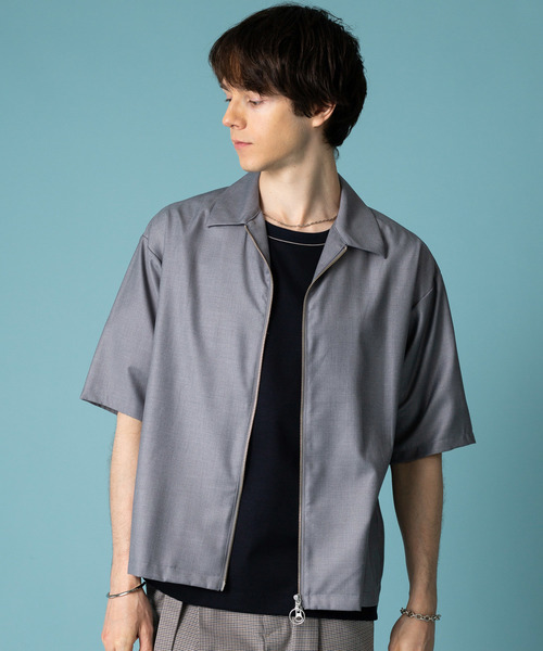 STUDIOUS（ステュディオス）の「【STUDIOUS】ハイツイストクリアTRフルジップハーフスリーブシャツ（シャツ/ブラウス・メンズ・グレー/ネイビー/ブラック/ベージュ・1/2/3）」の21枚目の写真