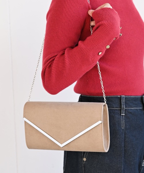 rps（アールピーエス）の「Vメタル2WAYクラッチBAG（クラッチバッグ・レディース・チャコールグレー/ブラック/ベージュ/ブルーグリーン/グレイッシュベージュ/ライトベージュ/ブラック系その他2/ゴールド・フリー）」の4枚目の写真