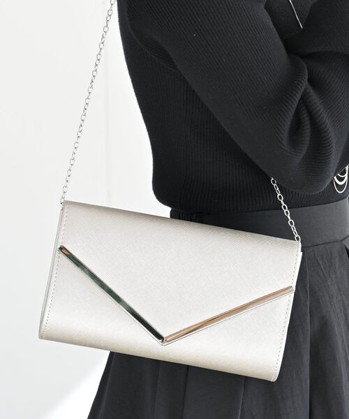 rps（アールピーエス）の「Vメタル2WAYクラッチBAG（クラッチバッグ・レディース・チャコールグレー/ブラック/ベージュ/ブルーグリーン/グレイッシュベージュ/ライトベージュ/ブラック系その他2/ゴールド・フリー）」の21枚目の写真