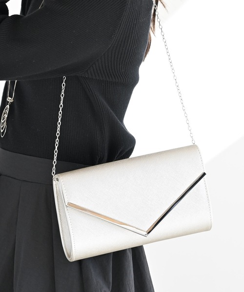 rps（アールピーエス）の「Vメタル2WAYクラッチBAG（クラッチバッグ・レディース・チャコールグレー/ブラック/ベージュ/ブルーグリーン/グレイッシュベージュ/ライトベージュ/ブラック系その他2/ゴールド・フリー）」の8枚目の写真