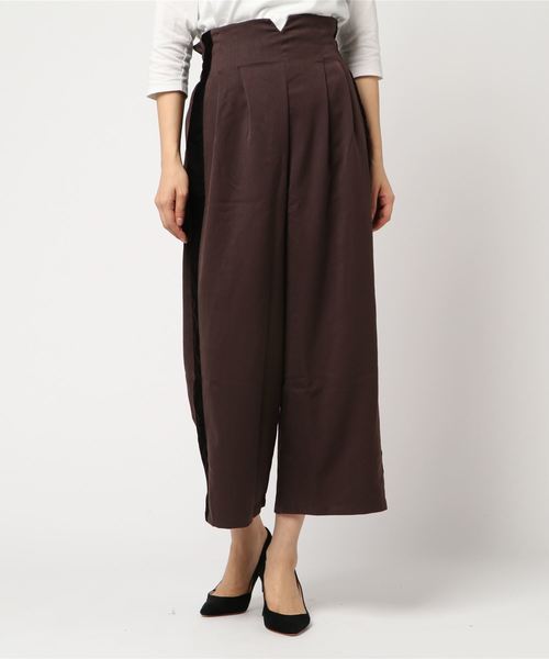 STYLEBLOCK（スタイルブロック）の「ツイルベロアラインハイウエストワイドパンツ（その他パンツ・レディース・ベージュ/ブラウン/カーキ/ブラック・M）」の3枚目の写真
