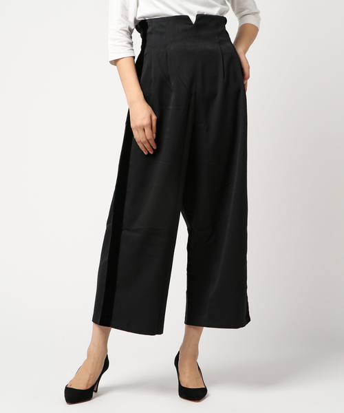 STYLEBLOCK（スタイルブロック）の「ツイルベロアラインハイウエストワイドパンツ（その他パンツ・レディース・ベージュ/ブラウン/カーキ/ブラック・M）」の2枚目の写真