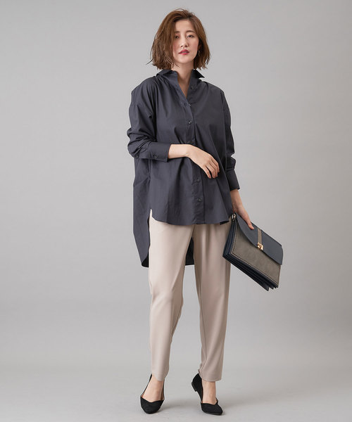 RIVE DROITE（リヴドロワ）の「マットポンチテーパードパンツ（その他パンツ・レディース・ネイビー/ライトベージュ・38/36）」の4枚目の写真