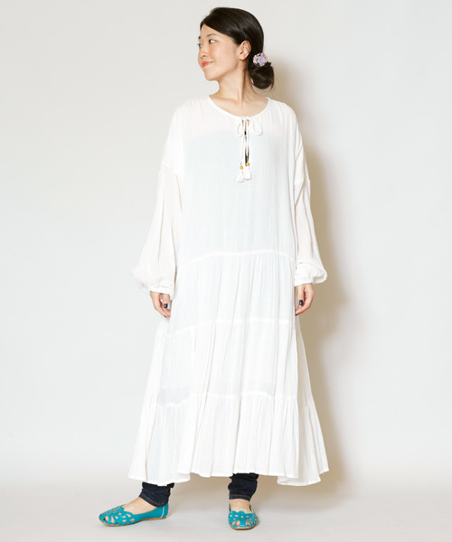 無地クレープティアードワンピース ワンピース チャイハネ チャイハネ のワンピース チャイハネ チャイハネ チャイハネ のファッション Yul ワンピース Yul ワンピース Som Mak Ac Ug