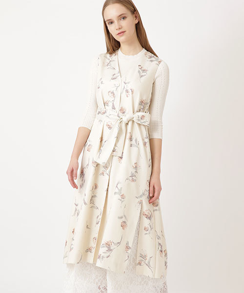 JILL STUART(ジルスチュアート)の「◆フラワープリントジレ(ワンピース・レディース・ベージュ・4/2)」の1枚目の写真