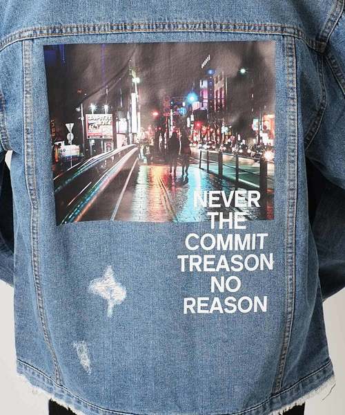 A‘gem 9（エージェムナイン）の「バックフォトプリントデニムジャケット/Gジャン（デニムジャケット・メンズ・ブルー・FREE）」の5枚目の写真