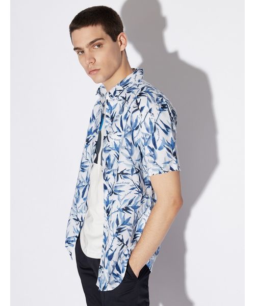 ARMANI EXCHANGE(アルマーニエクスチェンジ)の「【A|Xアルマーニ エクスチェンジ】ボタニカル柄 コットンリネン半袖シャツ(シャツ/ブラウス・メンズ・ネイビー/ホワイト・LARGE/MEDIUM/SMALL/X-LARGE/X-SMALL)」の13枚目の写真