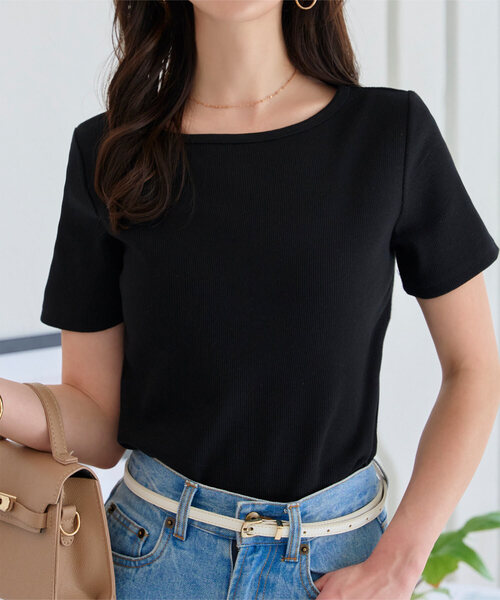 KOBE LETTUCE（コウベレタス）の「[ S M L ] 選べるタイプの細リブ半袖Tシャツ（Tシャツ/カットソー・レディース・ホワイト系その他/ベージュ系その他/その他/ブラック/カーキ/オフホワイト/ホワイト系その他2/その他1/グリーン/グレイッシュベージュ/グリーン系その他/ブルー系その他/ブラック系その他2/ネイビー/ブラック系その他/グリーン系その他4/グリーン系その他3/ブルー系その他2/ベージュ系その他2/グリーン系その他2/その他2/ブラウン系その他2/ブラウン系その他/グリーン系その他6/グリーン系その他7/ブラウン系その他3/グリーン系その他5/ベージュ系その他5/ベージュ系その他3/ベージュ系その他4/オレンジ系その他/オレンジ系その他3/オレンジ系その他2/ベージュ系/ホワイト系/ブラック系/ネイビー系/カーキ系/ベージュ系1/ラベンダー/ミント/ネイビー系1/ブラック系1/ホワイト系1/グリーン系1/パープル系/グリーン系/パープル系1/アイボリー系2/アイボリー系/アイボリー系1/ベージュ系3/ベージュ系4/ベージュ系2/杢グレー/ブラック系2/アイボリー系3/アイボリー系4/アイボリー系5/グリーン系2/グリーン系3/ホワイト系4/グレー系1/ホワイト系2/ホワイト系3/ブラック系3/ブラック系4/グレー系/グリーン系4・M/L/S）」の15枚目の写真