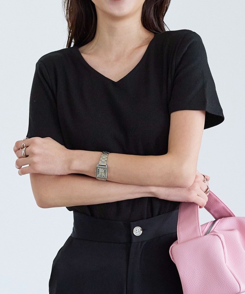 KOBE LETTUCE（コウベレタス）の「[ S M L ] 選べるタイプの細リブ半袖Tシャツ（Tシャツ/カットソー・レディース・ホワイト系その他/ベージュ系その他/その他/ブラック/カーキ/オフホワイト/ホワイト系その他2/その他1/グリーン/グレイッシュベージュ/グリーン系その他/ブルー系その他/ブラック系その他2/ネイビー/ブラック系その他/グリーン系その他4/グリーン系その他3/ブルー系その他2/ベージュ系その他2/グリーン系その他2/その他2/ブラウン系その他2/ブラウン系その他/グリーン系その他6/グリーン系その他7/ブラウン系その他3/グリーン系その他5/ベージュ系その他5/ベージュ系その他3/ベージュ系その他4/オレンジ系その他/オレンジ系その他3/オレンジ系その他2/ベージュ系/ホワイト系/ブラック系/ネイビー系/カーキ系/ベージュ系1/ラベンダー/ミント/ネイビー系1/ブラック系1/ホワイト系1/グリーン系1/パープル系/グリーン系/パープル系1/アイボリー系2/アイボリー系/アイボリー系1/ベージュ系3/ベージュ系4/ベージュ系2/杢グレー/ブラック系2/アイボリー系3/アイボリー系4/アイボリー系5/グリーン系2/グリーン系3/ホワイト系4/グレー系1/ホワイト系2/ホワイト系3/ブラック系3/ブラック系4/グレー系/グリーン系4・M/L/S）」の13枚目の写真