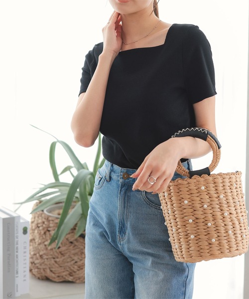 KOBE LETTUCE（コウベレタス）の「[ S M L ] 選べるタイプの細リブ半袖Tシャツ（Tシャツ/カットソー・レディース・ホワイト系その他/ベージュ系その他/その他/ブラック/カーキ/オフホワイト/ホワイト系その他2/その他1/グリーン/グレイッシュベージュ/グリーン系その他/ブルー系その他/ブラック系その他2/ネイビー/ブラック系その他/グリーン系その他4/グリーン系その他3/ブルー系その他2/ベージュ系その他2/グリーン系その他2/その他2/ブラウン系その他2/ブラウン系その他/グリーン系その他6/グリーン系その他7/ブラウン系その他3/グリーン系その他5/ベージュ系その他5/ベージュ系その他3/ベージュ系その他4/オレンジ系その他/オレンジ系その他3/オレンジ系その他2/ベージュ系/ホワイト系/ブラック系/ネイビー系/カーキ系/ベージュ系1/ラベンダー/ミント/ネイビー系1/ブラック系1/ホワイト系1/グリーン系1/パープル系/グリーン系/パープル系1/アイボリー系2/アイボリー系/アイボリー系1/ベージュ系3/ベージュ系4/ベージュ系2/杢グレー/ブラック系2/アイボリー系3/アイボリー系4/アイボリー系5/グリーン系2/グリーン系3/ホワイト系4/グレー系1/ホワイト系2/ホワイト系3/ブラック系3/ブラック系4/グレー系/グリーン系4・M/L/S）」の14枚目の写真