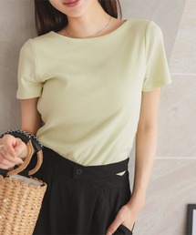 [ S M L ] 選べるタイプの細リブ半袖Tシャツ