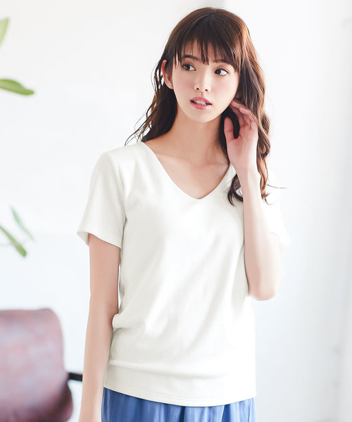 KOBE LETTUCE（コウベレタス）の「[ S M L ] 選べるタイプの細リブ半袖Tシャツ（Tシャツ/カットソー・レディース・ホワイト系その他/ベージュ系その他/その他/ブラック/カーキ/オフホワイト/ホワイト系その他2/その他1/グリーン/グレイッシュベージュ/グリーン系その他/ブルー系その他/ブラック系その他2/ネイビー/ブラック系その他/グリーン系その他4/グリーン系その他3/ブルー系その他2/ベージュ系その他2/グリーン系その他2/その他2/ブラウン系その他2/ブラウン系その他/グリーン系その他6/グリーン系その他7/ブラウン系その他3/グリーン系その他5/ベージュ系その他5/ベージュ系その他3/ベージュ系その他4/オレンジ系その他/オレンジ系その他3/オレンジ系その他2/ベージュ系/ホワイト系/ブラック系/ネイビー系/カーキ系/ベージュ系1/ラベンダー/ミント/ネイビー系1/ブラック系1/ホワイト系1/グリーン系1/パープル系/グリーン系/パープル系1/アイボリー系2/アイボリー系/アイボリー系1/ベージュ系3/ベージュ系4/ベージュ系2/杢グレー/ブラック系2/アイボリー系3/アイボリー系4/アイボリー系5/グリーン系2/グリーン系3/ホワイト系4/グレー系1/ホワイト系2/ホワイト系3/ブラック系3/ブラック系4/グレー系/グリーン系4・M/L/S）」の4枚目の写真