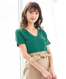 [ S M L ] 選べるタイプの細リブ半袖Tシャツ