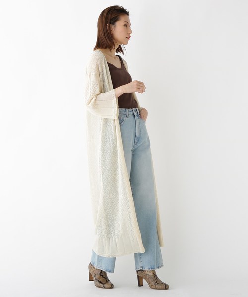 セール カーディガン ボレロ トップス Dressterior ドレステリア のファッション すかし編みロングカーディガン カーディガン ボレロ ブランド