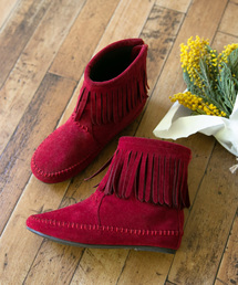 mooimooi（モーイモーイ）の「キッズブーツ フリンジブーツ ショートブーツ ぺたんこ（ブーツ・キッズ）」