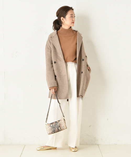 DouDou(ドゥドゥ)の「ニットアップタートル(ニット/セーター・レディース・オフホワイト/ブラック/キャメル・FREE)」の7枚目の写真