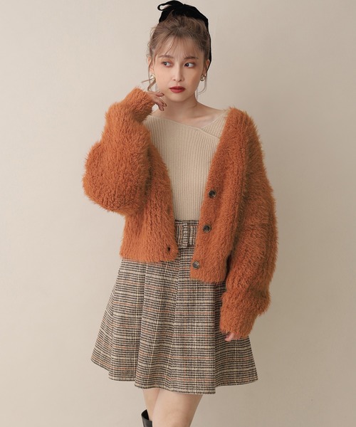 one after another NICE CLAUP(ワンアフターアナザーナイスクラップ)の「ベルト付きサーキュラーチェックスカート(スカート・レディース・ブラック/ブラウン/ベージュ・FREE)」の11枚目の写真