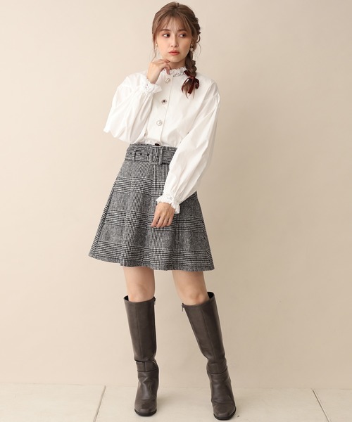 one after another NICE CLAUP(ワンアフターアナザーナイスクラップ)の「ベルト付きサーキュラーチェックスカート(スカート・レディース・ブラック/ブラウン/ベージュ・FREE)」の16枚目の写真