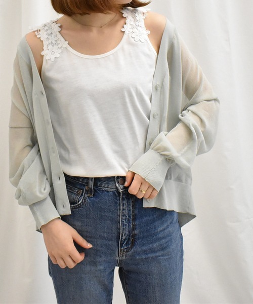 RANAN(ラナン)の「バックレースタンクトップ(タンクトップ・レディース・ネイビー/ブラック/イエロー/オフホワイト/コーラル/杢グレー・L/LL/3L/M)」の16枚目の写真