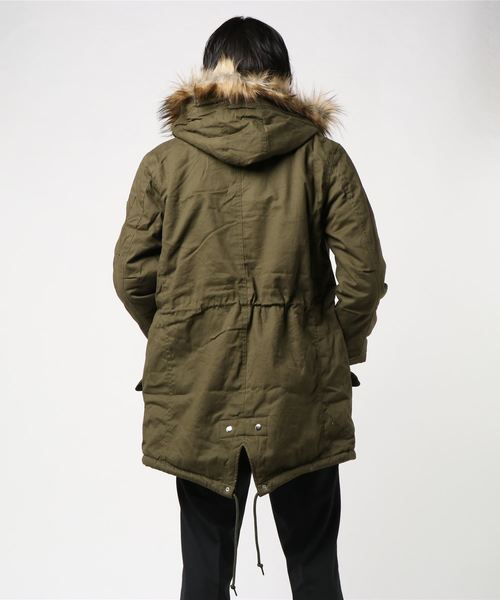 UP START(アップスタート)の「ツイル裏ボアモッズコート(モッズコート・メンズ・カーキ/ブラック・MEDIUM/LARGE/X-LARGE)」の5枚目の写真