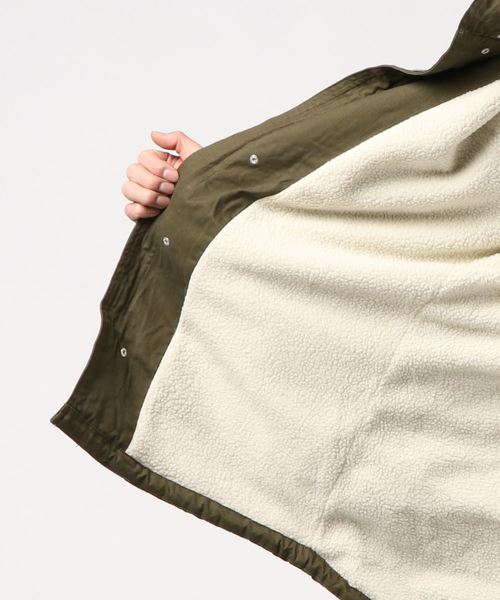 UP START(アップスタート)の「ツイル裏ボアモッズコート(モッズコート・メンズ・カーキ/ブラック・MEDIUM/LARGE/X-LARGE)」の3枚目の写真