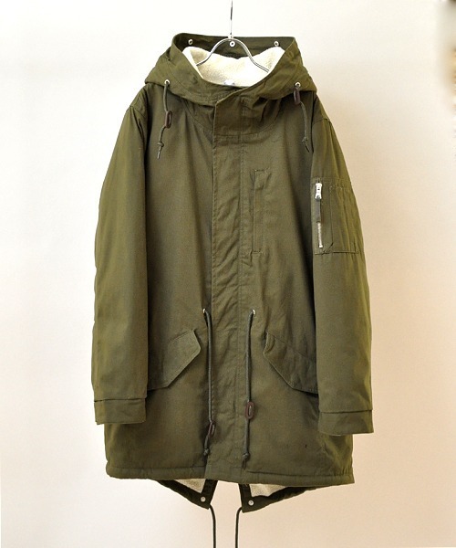 UP START(アップスタート)の「ツイル裏ボアモッズコート(モッズコート・メンズ・カーキ/ブラック・MEDIUM/LARGE/X-LARGE)」の15枚目の写真