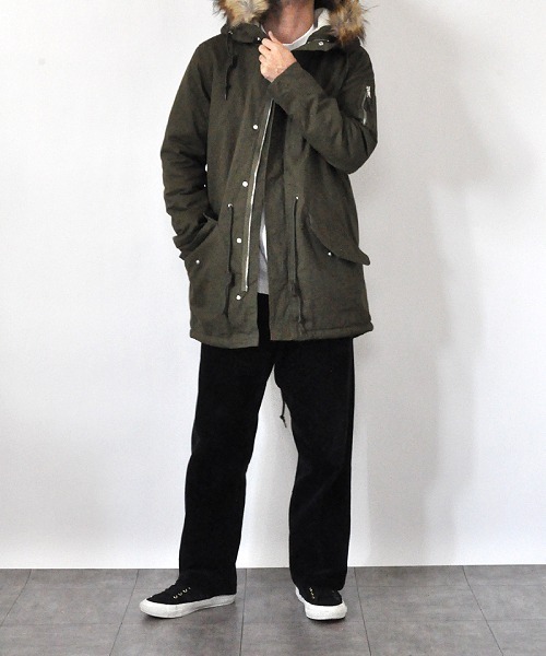 UP START(アップスタート)の「ツイル裏ボアモッズコート(モッズコート・メンズ・カーキ/ブラック・MEDIUM/LARGE/X-LARGE)」の21枚目の写真