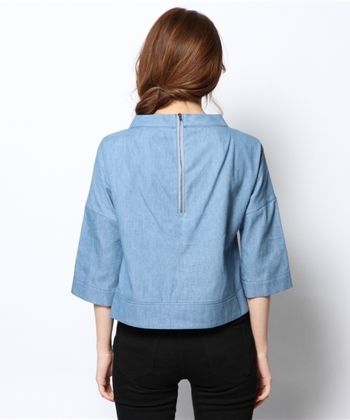 BEAMS LIGHTS Women's（ビームスライツ ウィメンズ）の「BEAMS LIGHTS / デニムハイネック ブラウス（シャツ/ブラウス・レディース・サックスブルー/ネイビー・36/38）」の5枚目の写真