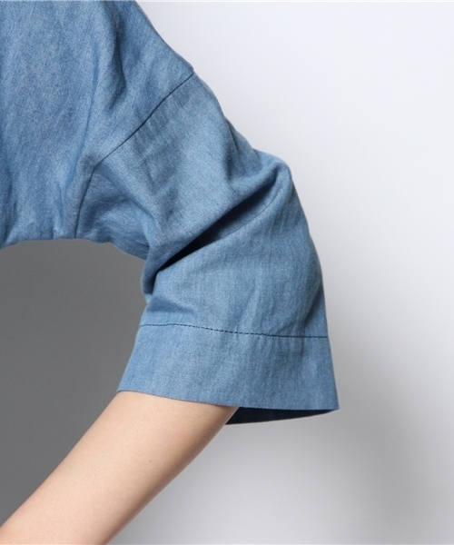 BEAMS LIGHTS Women's（ビームスライツ ウィメンズ）の「BEAMS LIGHTS / デニムハイネック ブラウス（シャツ/ブラウス・レディース・サックスブルー/ネイビー・36/38）」の9枚目の写真