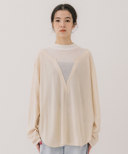 PUBLIC TOKYO - ★専用★PUBLIC TOKYO スリットネックカノコレイヤードトップス　グレー PUBLIC TOKYO（パブリックトウキョウ）の「スリットネックカノコ