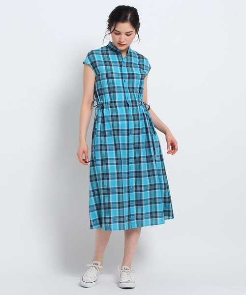 セール Lサイズあり 洗える マドラスチェックドロストワンピース ワンピース Dessin デッサン のファッション通販 Zozotown