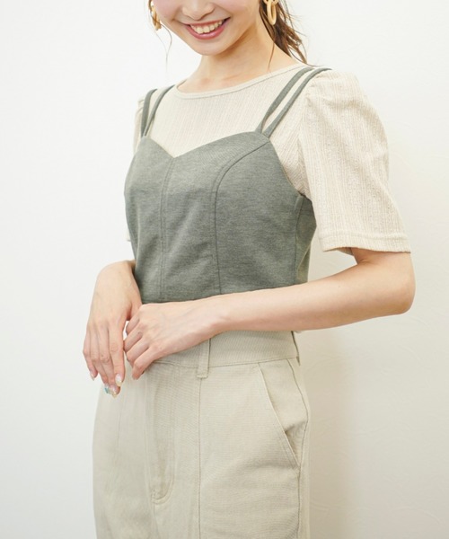 archives(アルシーヴ)の「backクロスビスチェ(Tシャツ/カットソー・レディース・ブラック/ベージュ/グリーン/レンガ・MEDIUM)」の3枚目の写真