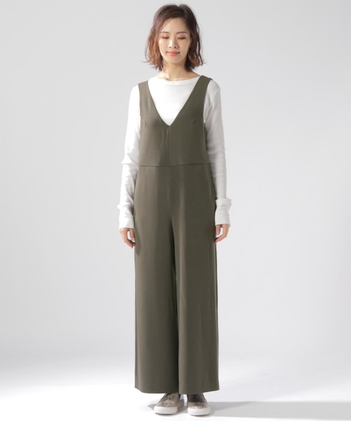 BAYFLOW(ベイフロー)の「Vネックコンビネゾン(サロペット/オーバーオール・レディース・ブラウン/ライトブルー・SMALL/MEDIUM)」の3枚目の写真