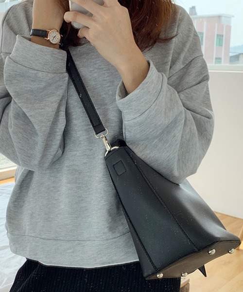 DAY CLOSET(デイ クローゼット)の「ナチュラルカラーショルダーバッグ+ショルダー紐+布地ポーチ 3点セット(ショルダーバッグ・レディース・ブラック/ブラウン/ブルー系その他/グレイッシュベージュ/レンガ/スモークピンク・ONE SIZE)」の8枚目の写真