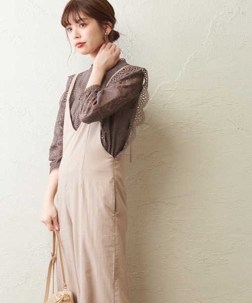 natural couture（ナチュラルクチュール）の「ラッセルレース7分袖ブラウス（シャツ/ブラウス・レディース・ブラック/ブラウン/オフホワイト/ピンク・FREE）」の9枚目の写真