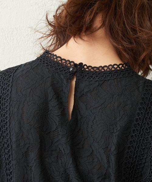 natural couture（ナチュラルクチュール）の「ラッセルレース7分袖ブラウス（シャツ/ブラウス・レディース・ブラック/ブラウン/オフホワイト/ピンク・FREE）」の18枚目の写真