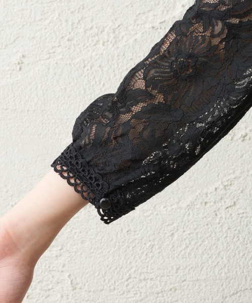 natural couture（ナチュラルクチュール）の「ラッセルレース7分袖ブラウス（シャツ/ブラウス・レディース・ブラック/ブラウン/オフホワイト/ピンク・FREE）」の20枚目の写真