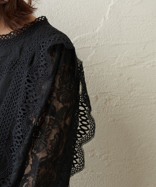 natural couture（ナチュラルクチュール）の「ラッセルレース7分袖ブラウス（シャツ/ブラウス・レディース・ブラック/ブラウン/オフホワイト/ピンク・FREE）」の19枚目の写真