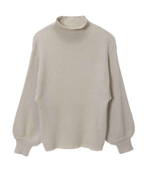 fifth（フィフス）の「ボトルネックボリューム袖リブニット（ニット/セーター・レディース・ベージュ/ライトグリーン・MEDIUM）」の3枚目の写真