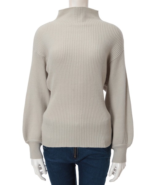 fifth（フィフス）の「ボトルネックボリューム袖リブニット（ニット/セーター・レディース・ベージュ/ライトグリーン・MEDIUM）」の4枚目の写真