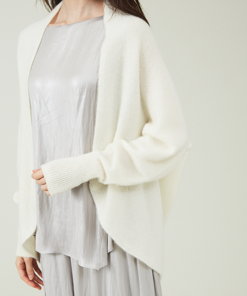 qualite（カリテ）の「2WAYカシミヤカーディガン（カーディガン/ボレロ・レディース・オフホワイト/グレー・フリー）」の12枚目の写真