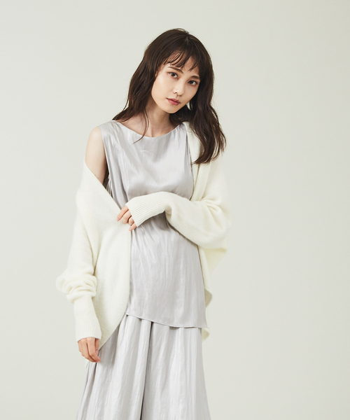 qualite（カリテ）の「2WAYカシミヤカーディガン（カーディガン/ボレロ・レディース・オフホワイト/グレー・フリー）」の15枚目の写真